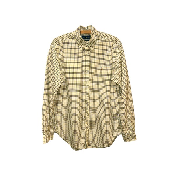 Ralph Lauren Plaid Button Down Shirt Classic Fit Long Sleeve Yellow Men's Size M - Picture 2 of 8